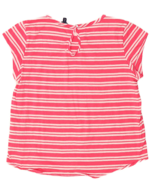 Nautica T-Shirt Femme Top UK 12 Coton Rayé Rose Moyen