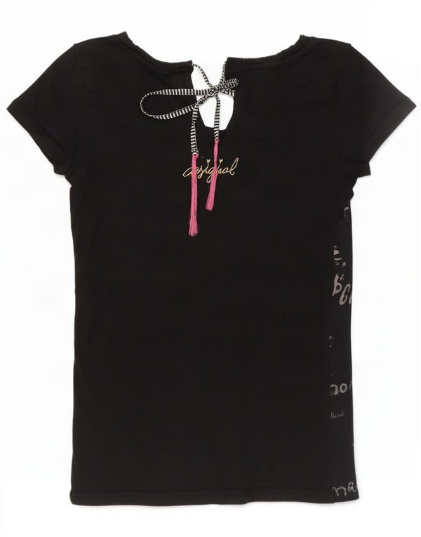 Desigual T-shirt graphique pour femme UK 8 Petit cœur noir