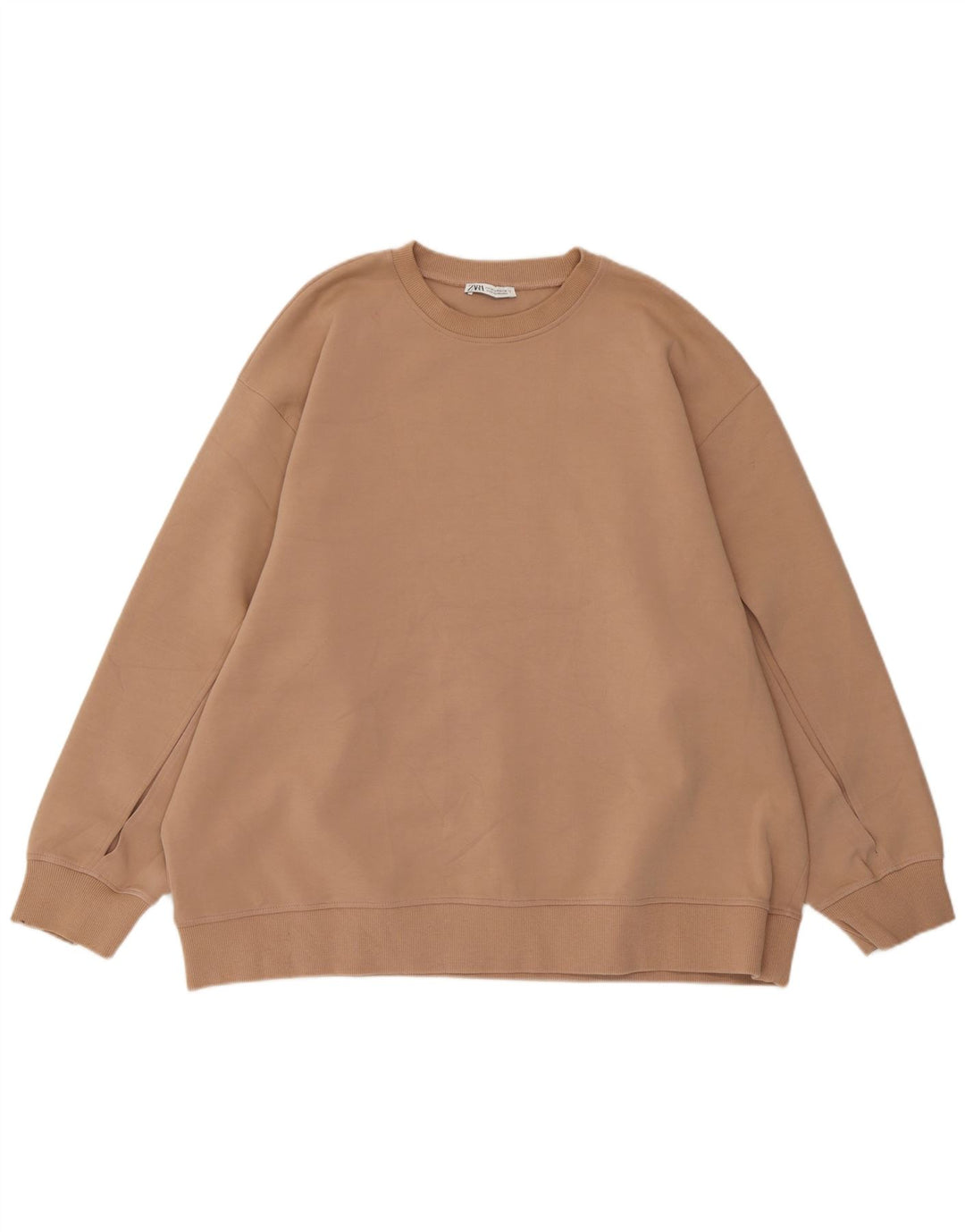 Zara Sweat-shirt surdimensionné pour femme UK 14 en coton beige moyen