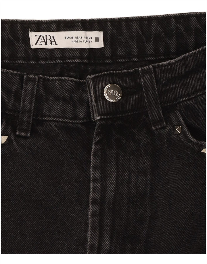 ZARA Short en jean vieilli pour femme EU 38 Small W28 Noir