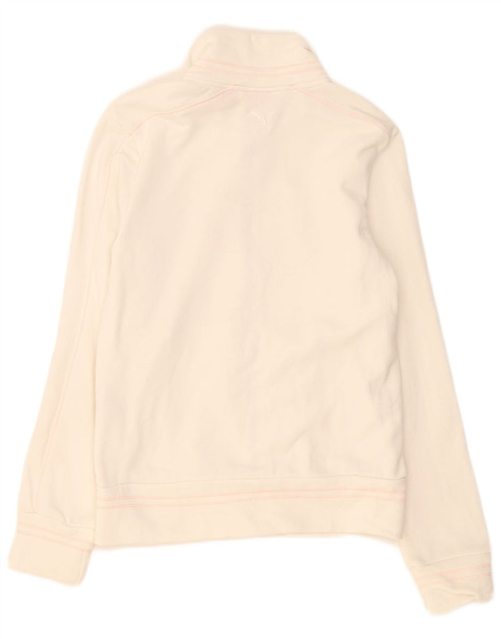Puma Veste de survêtement graphique pour femme UK 8 Small Blanc Coton