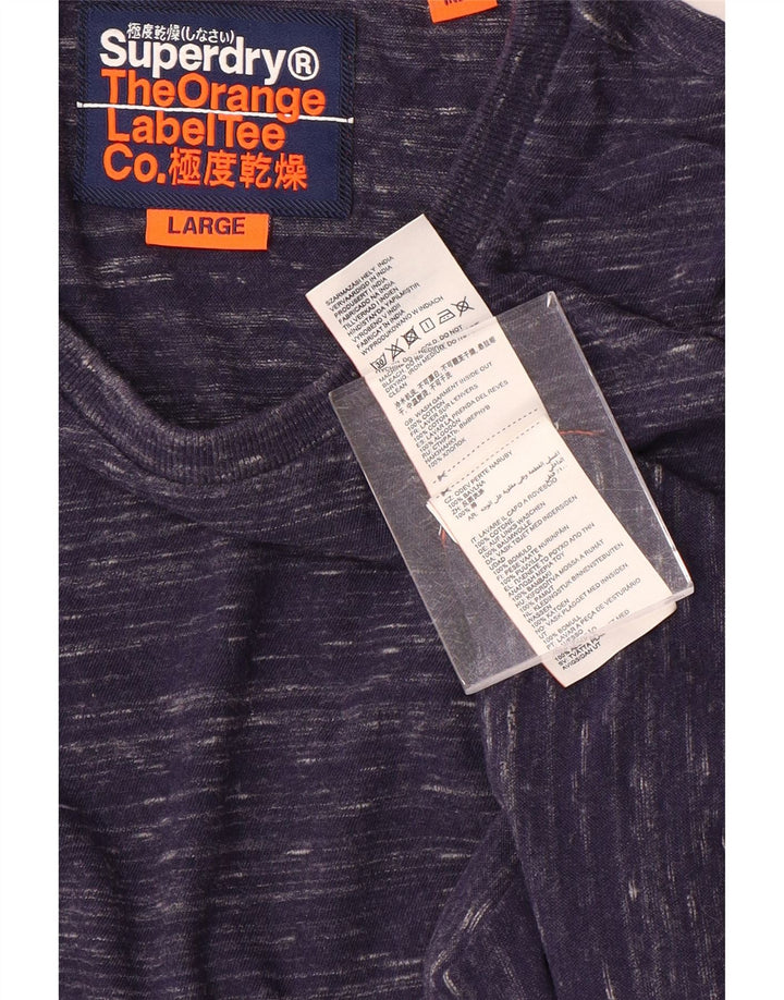 Superdry Haut à manches longues pour homme en coton moucheté bleu marine Large