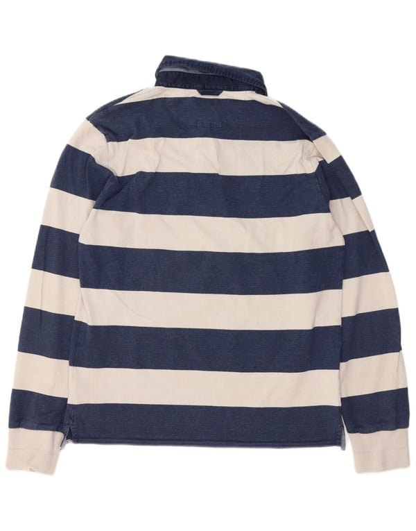 Gant Polo Rugby à Manches Longues Homme en Coton Rayé Bleu Marine Moyen