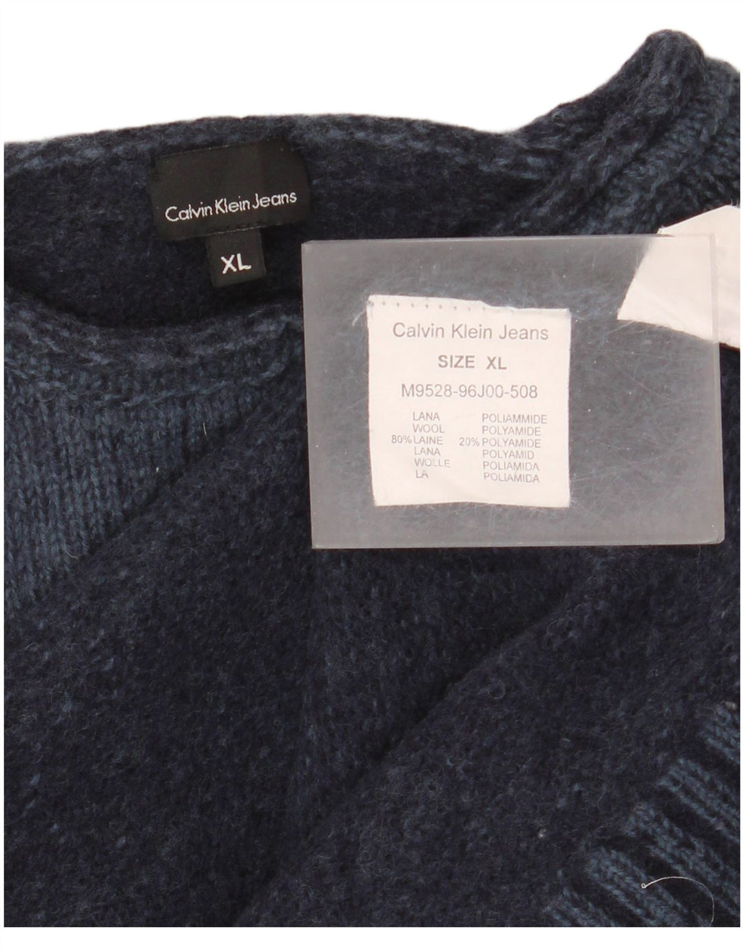 Calvin Klein Jeans Pull ras du cou pour homme XL en laine bleu marine
