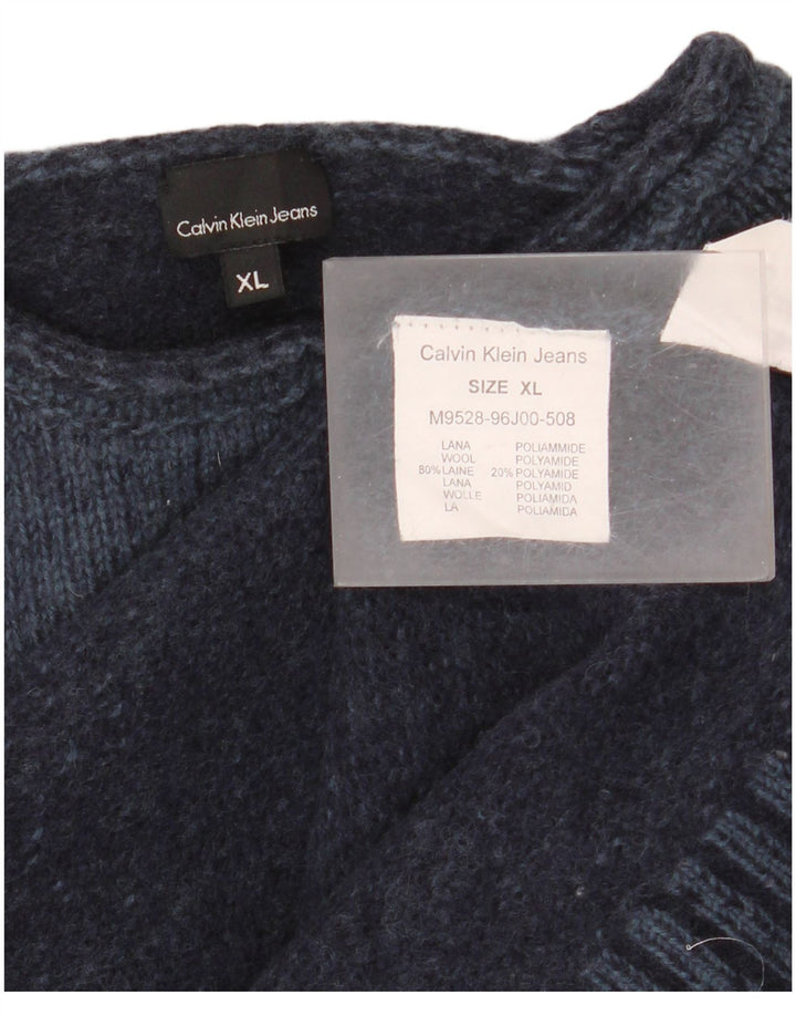 Calvin Klein Jeans Pull ras du cou pour homme XL en laine bleu marine