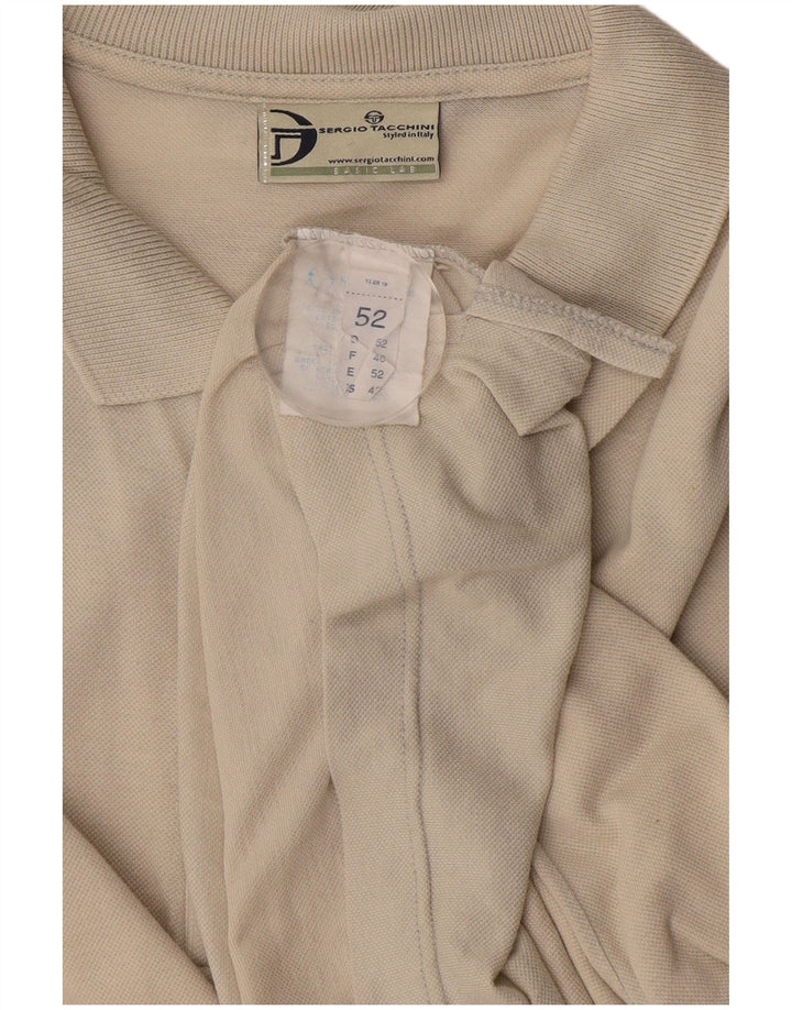 SERGIO TACCHINI Polo à manches longues pour homme IT 52 Large en coton blanc cassé