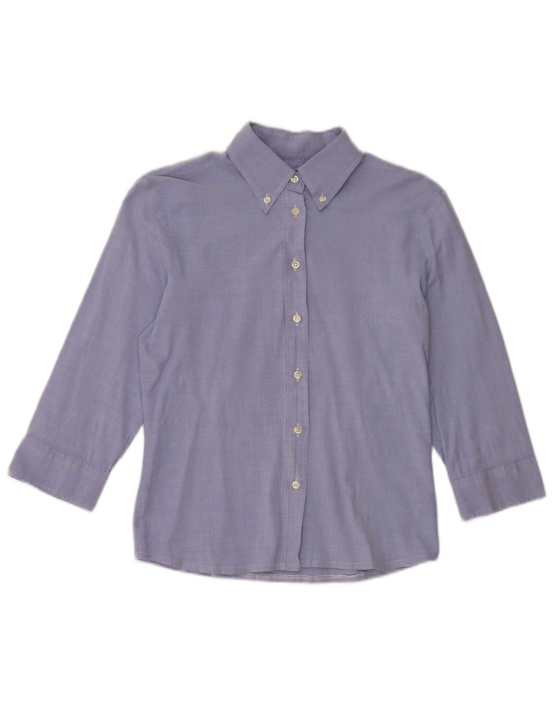 Benetton Chemise à manches 3/4 pour femme UK 10 Small Bleu Coton