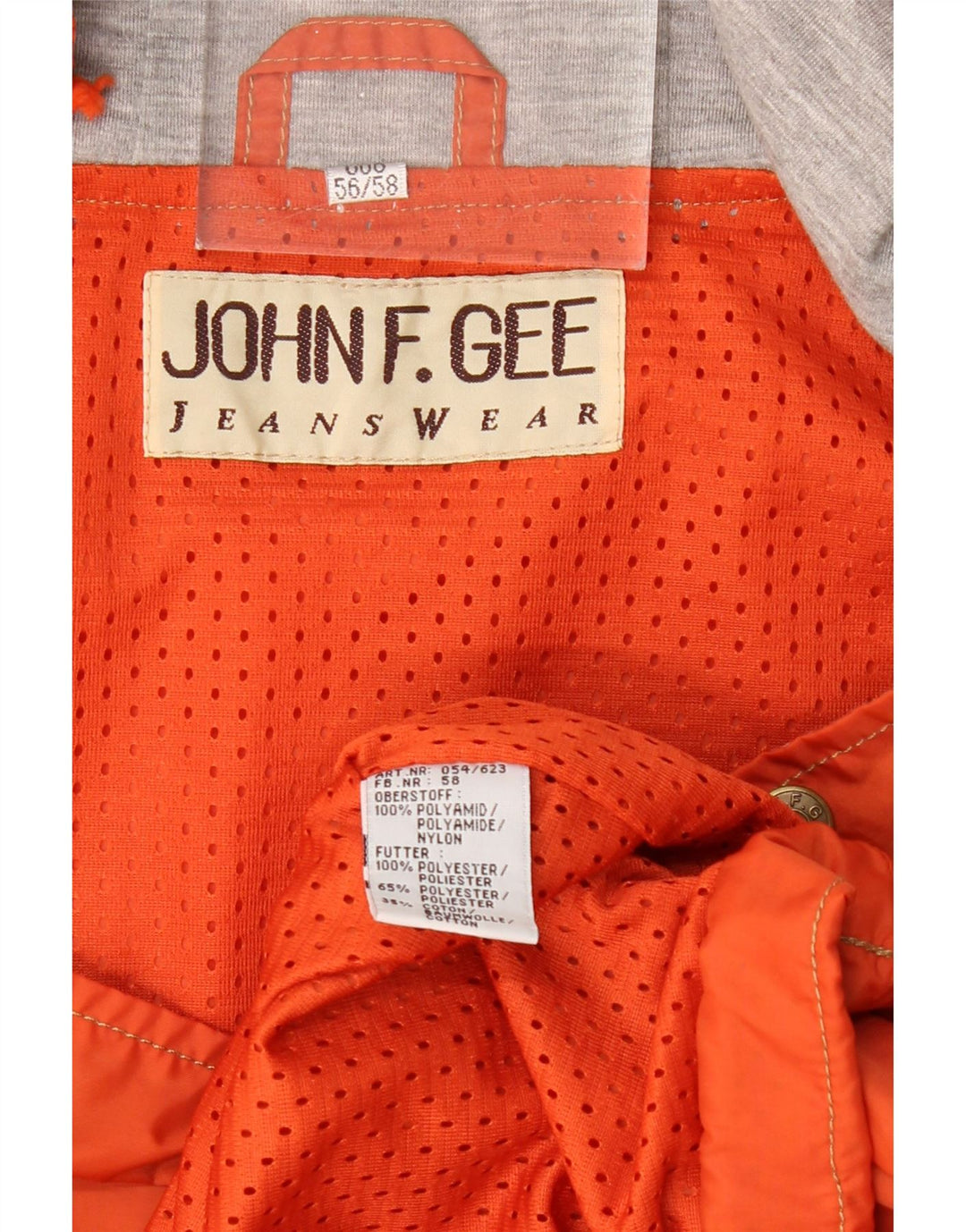 JOHN F GEE Veste Anorak à capuche graphique pour homme EU 56 3XL Orange Polyamide