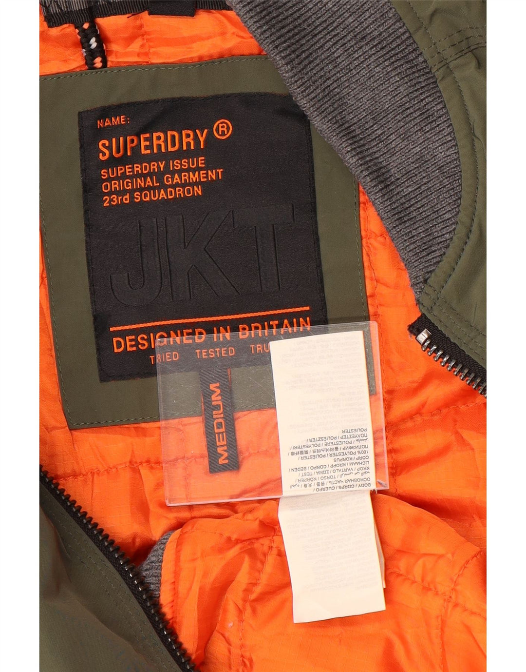 Superdry Veste Bomber Homme UK 38 Kaki Moyen Polyester Colorblock
