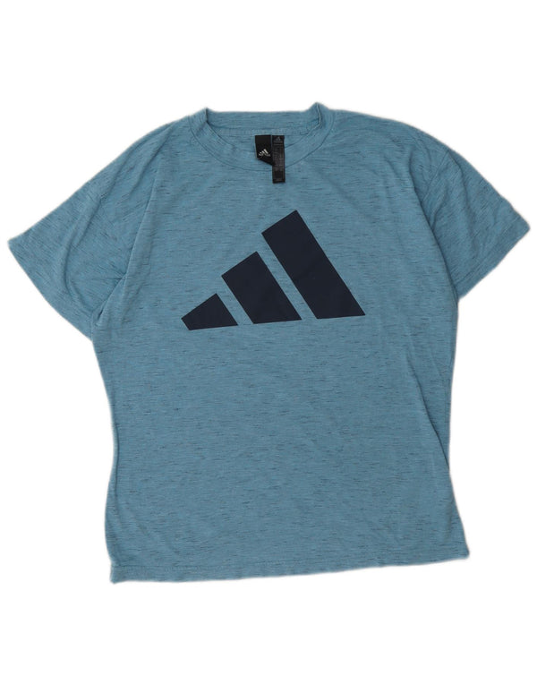 Adidas T-shirt graphique pour femme UK 12/14 Bleu moyen moucheté en polyester