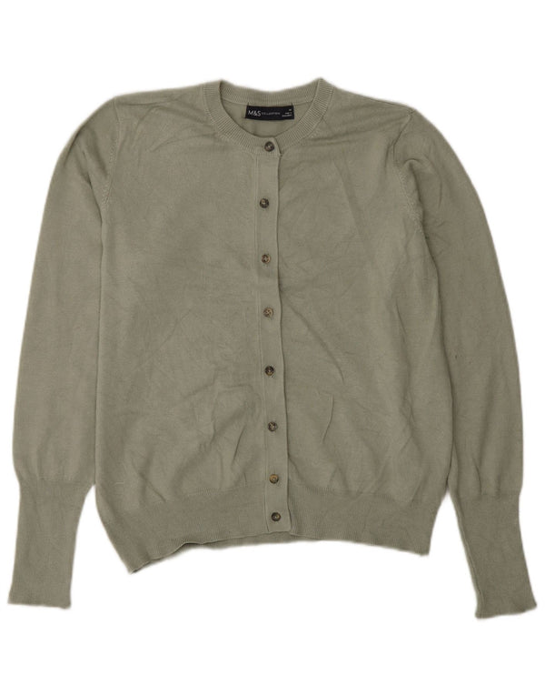 Marks & Spencer Pull cardigan court pour femme UK 14 Large Viscose verte