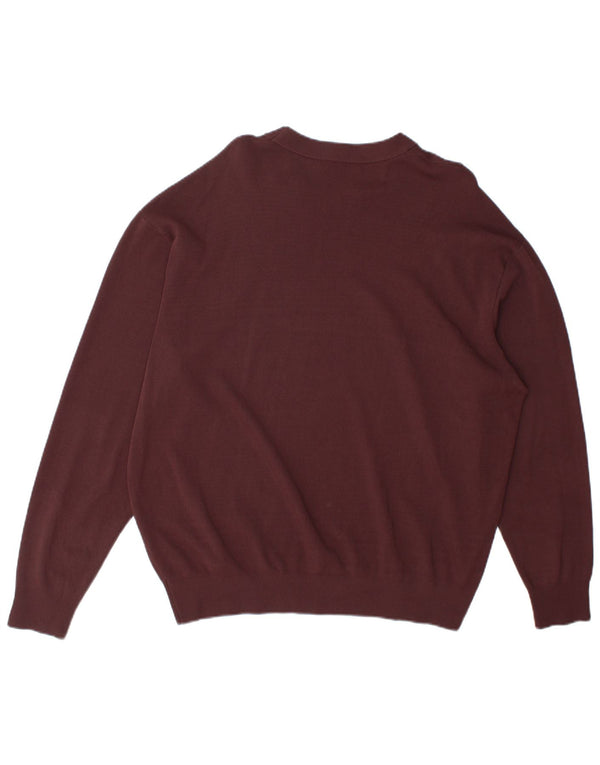 Zara Pull ras du cou pour homme XL en viscose bordeaux