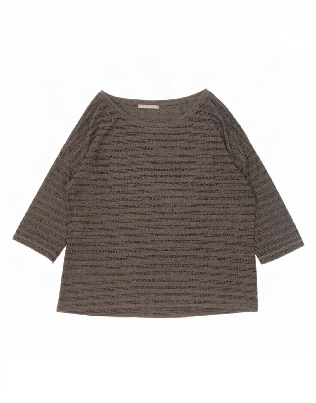 Zara Femme Top Manches 3/4 UK 20 2XL Gris Rayé Polyester