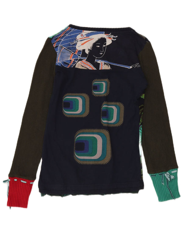 DESIGUAL Haut graphique à manches longues pour femme UK 12 Medium Multicolore Floral