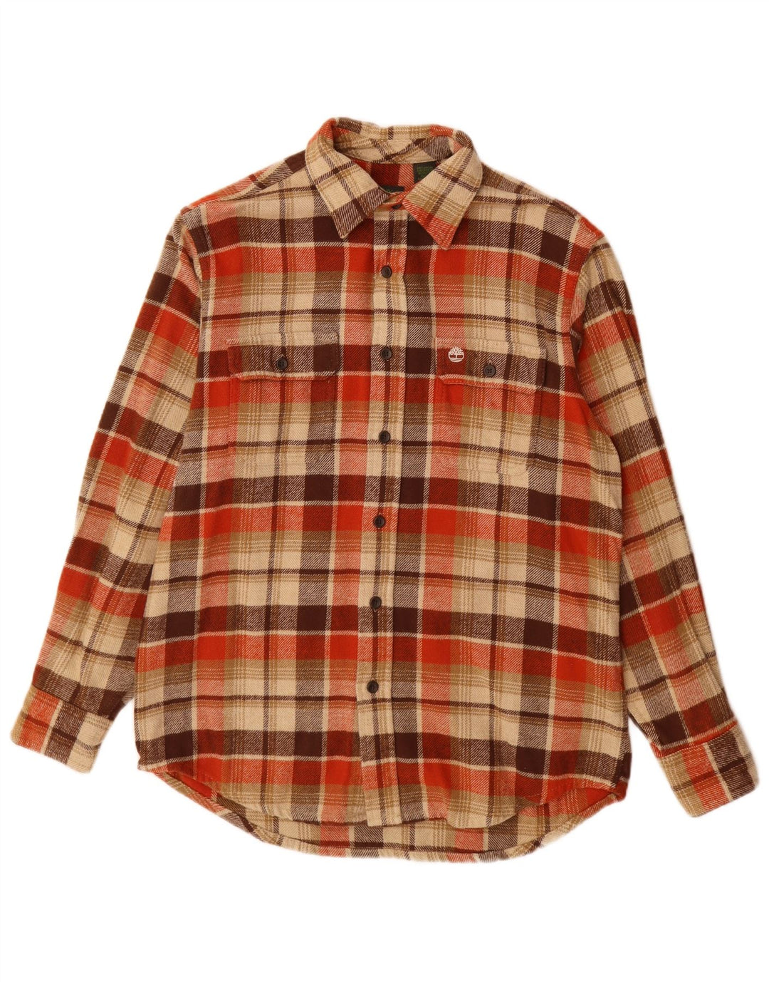 Timberland Chemise en Flanelle Homme Beige Moyen à Carreaux en Coton