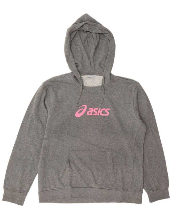 Asics Pull à capuche graphique pour femme UK 20 2XL Gris Coton