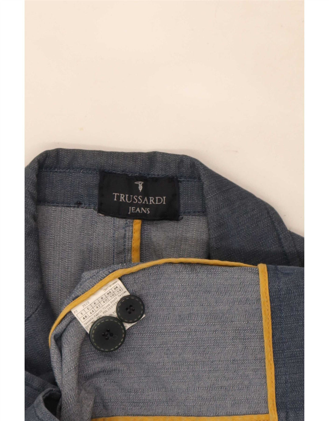 Trussardi Femme Denim 2 Bouton Blazer Veste UK 14 Large Bleu Marine