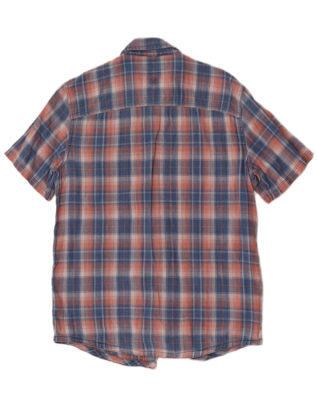 Fat Face Chemise à manches courtes pour homme Coupe régulière Petit coton à carreaux bleu