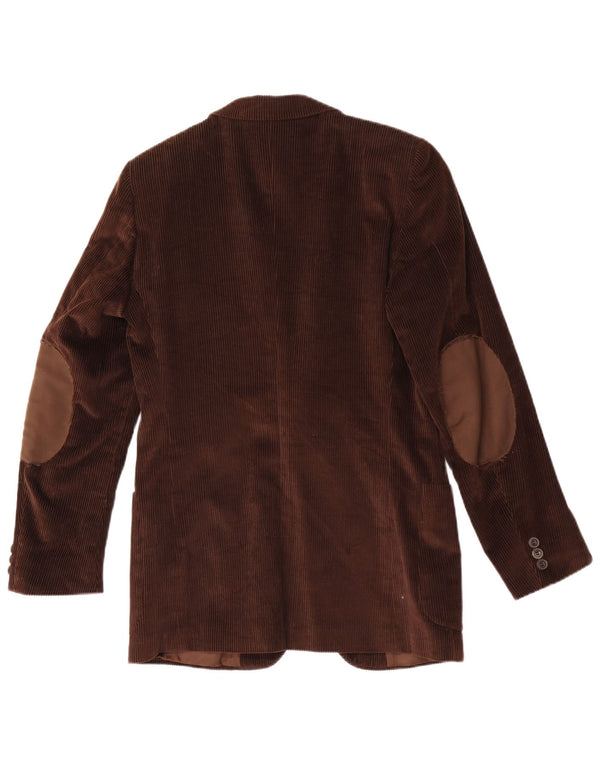 vintage Mens 2 Bouton Corduroy Blazer Veste UK 36 Petit Brun