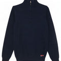 Superdry Homme Pull Col Zippé Petit Bleu Marine Coton