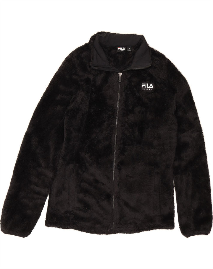 FILA Womens Fleece Jacket UK 14 Medium Black Polyester Vintage Fila and Second-Hand Fila from Messina Hembry 