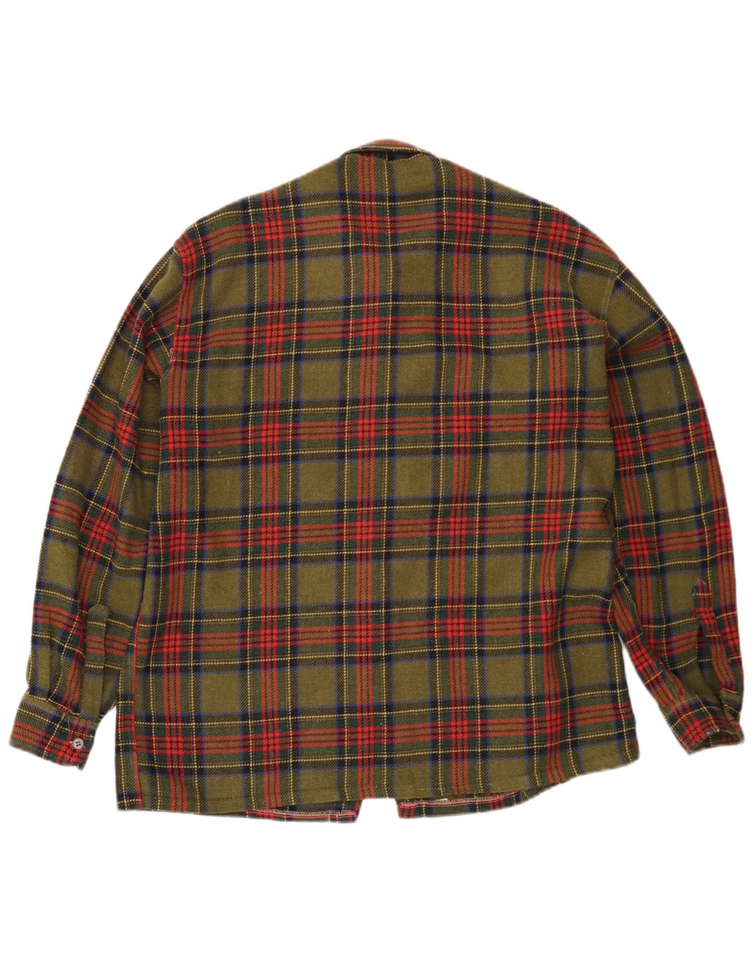 Chemise en flanelle vintage pour homme à carreaux kaki moyen