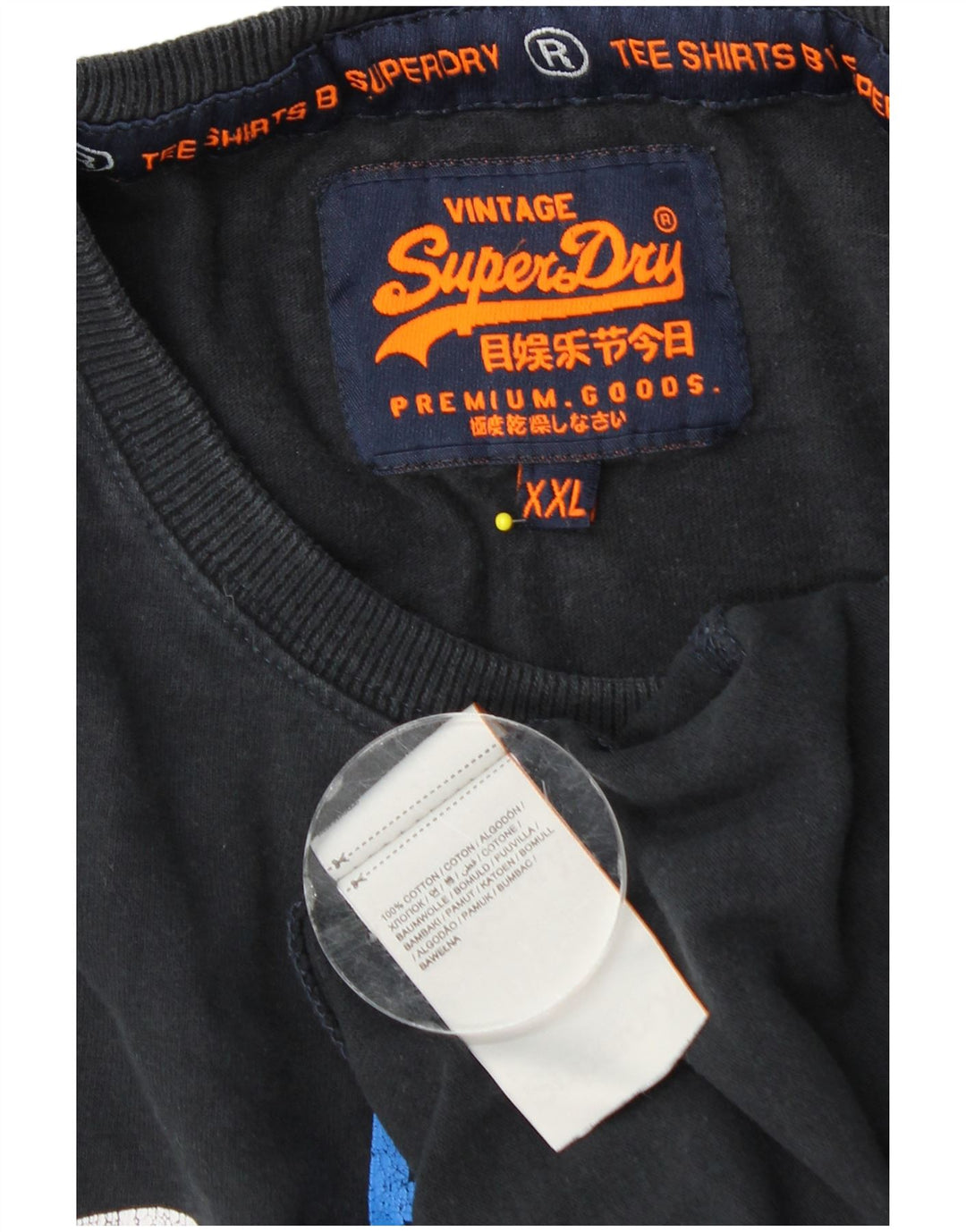 SUPERDRY Haut Graphique Homme Manches Longues 2XL Bleu Marine Coton