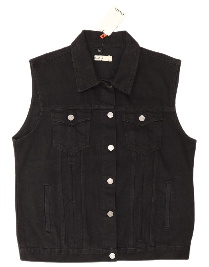 Oasis Gilet en jean pour femme UK 16 Large Noir Coton