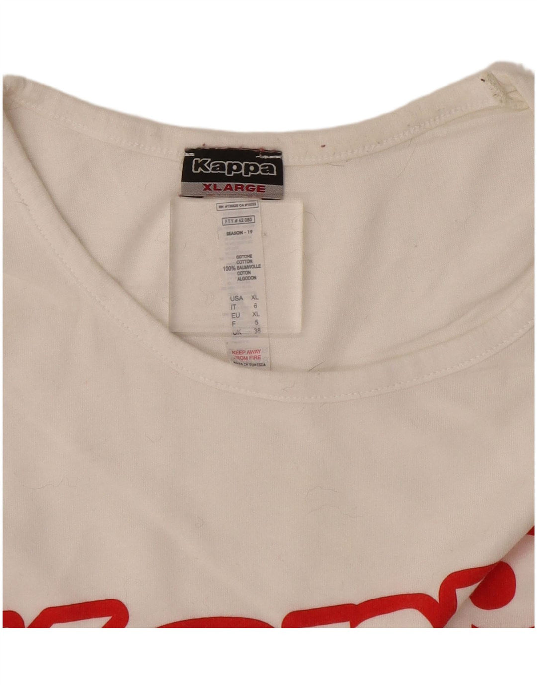 Kappa T-Shirt Graphique Homme Top XL Blanc Coton