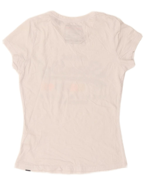 Superdry T-shirt graphique pour femme UK 10 Small Blanc Coton