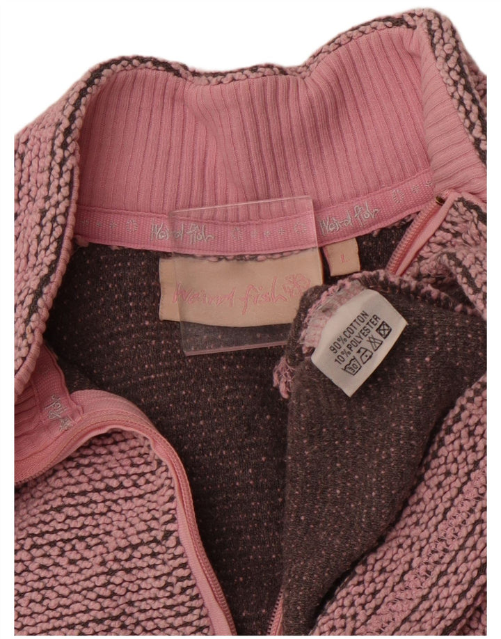 WEIRD FISH Sweat-shirt à col zippé pour femme UK 16 Grand coton rose