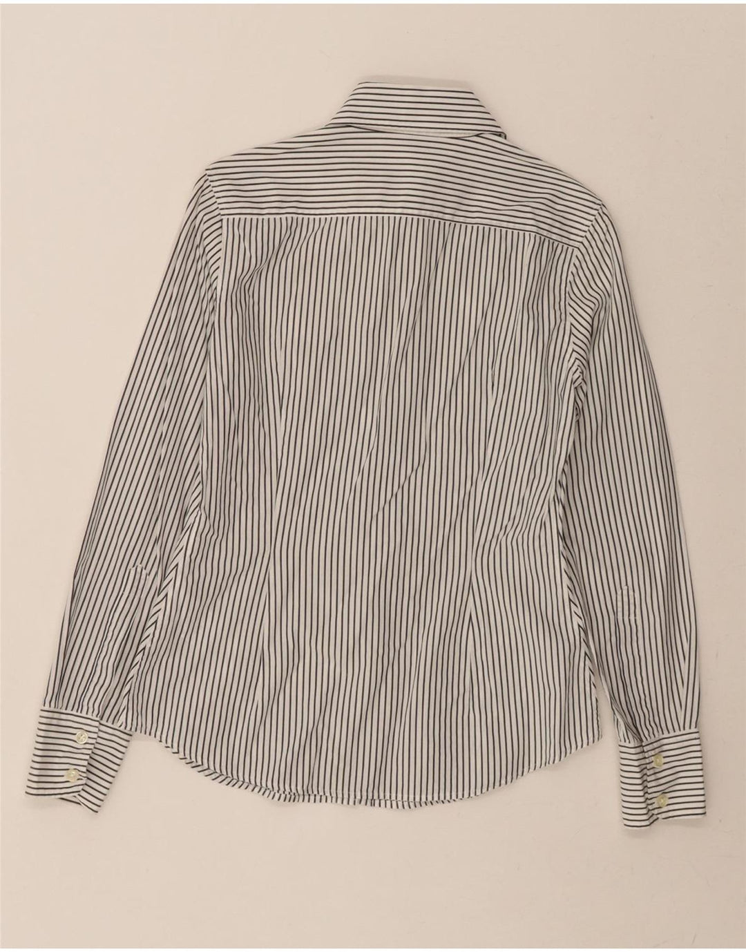 BENETTON Womens Shirt UK 10 Small White Striped Cotton Vintage Benetton and Second-Hand Benetton from Messina Hembry 