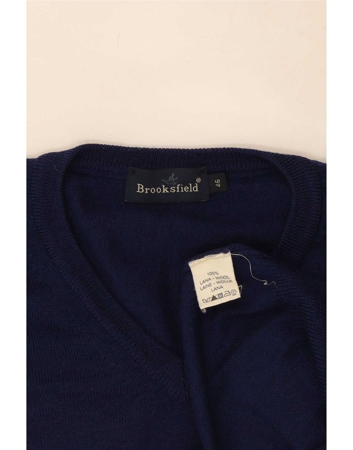 Brooksfield Pull col V pour homme IT 46 Petite laine bleu marine