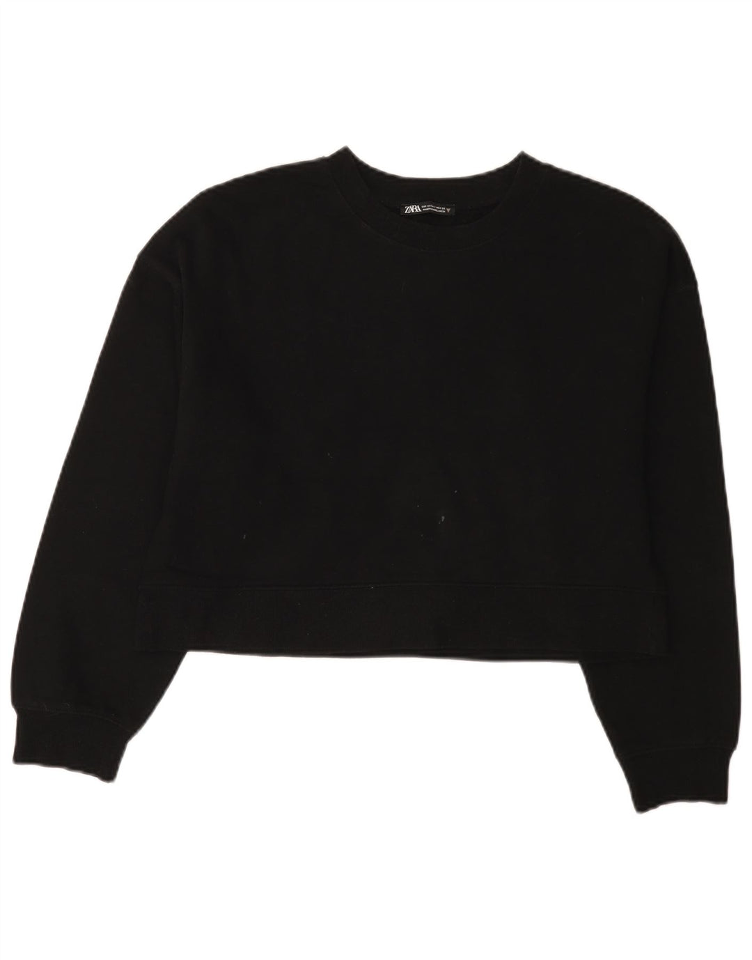 Zara Sweat-shirt court surdimensionné pour femme UK 10 Petit Noir