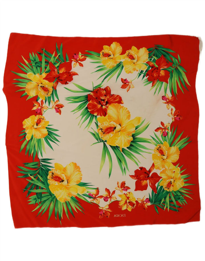 Escada Écharpe carrée pour femme Taille unique Rouge Floral