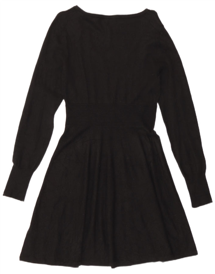 Oasis Robe trapèze à manches longues pour femme UK 42 Viscose noire moyenne