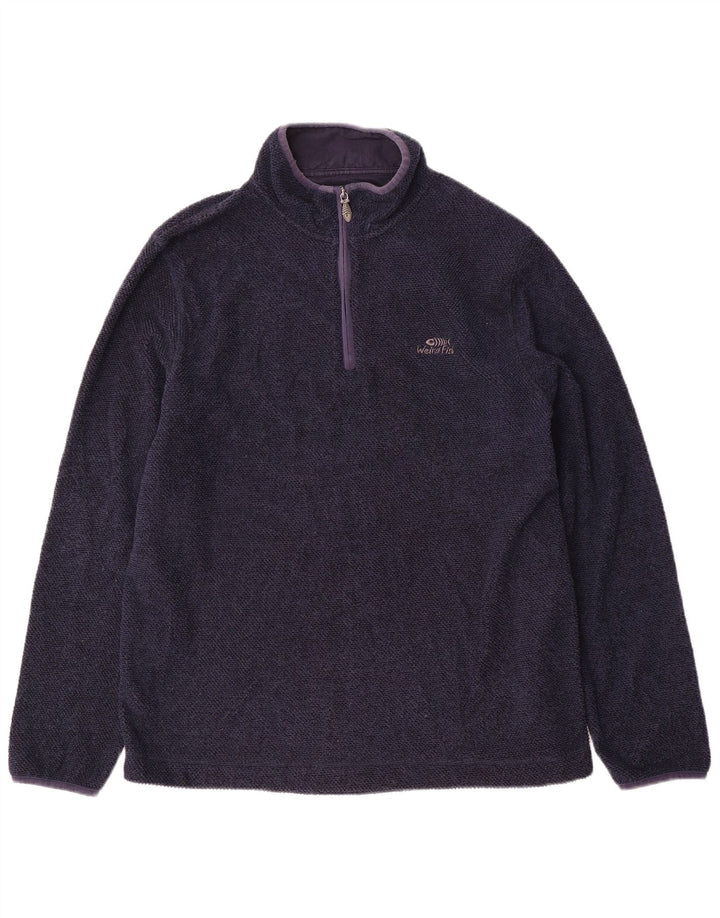 WEIRD FISH Sweat-shirt col zippé pour homme XL Bleu marine Polyester