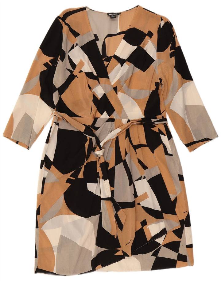 DKNY Robe fourreau à manches 3/4 pour femme UK 14 Large Multicolore Géométrique