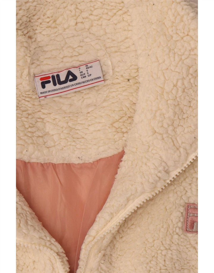 Fila Veste polaire surdimensionnée pour femme UK 10 Small Off White Colourblock