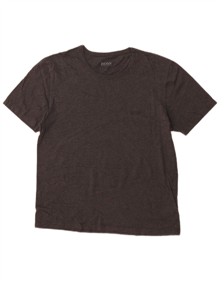 HUGO BOSS T-Shirt Femme Top UK 16 Large Gris Coton