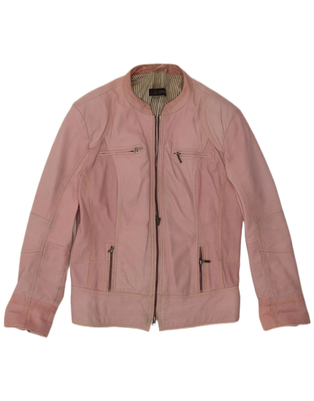 Cabrini Veste Racer en cuir pour femme UK 14 Grand cuir rose
