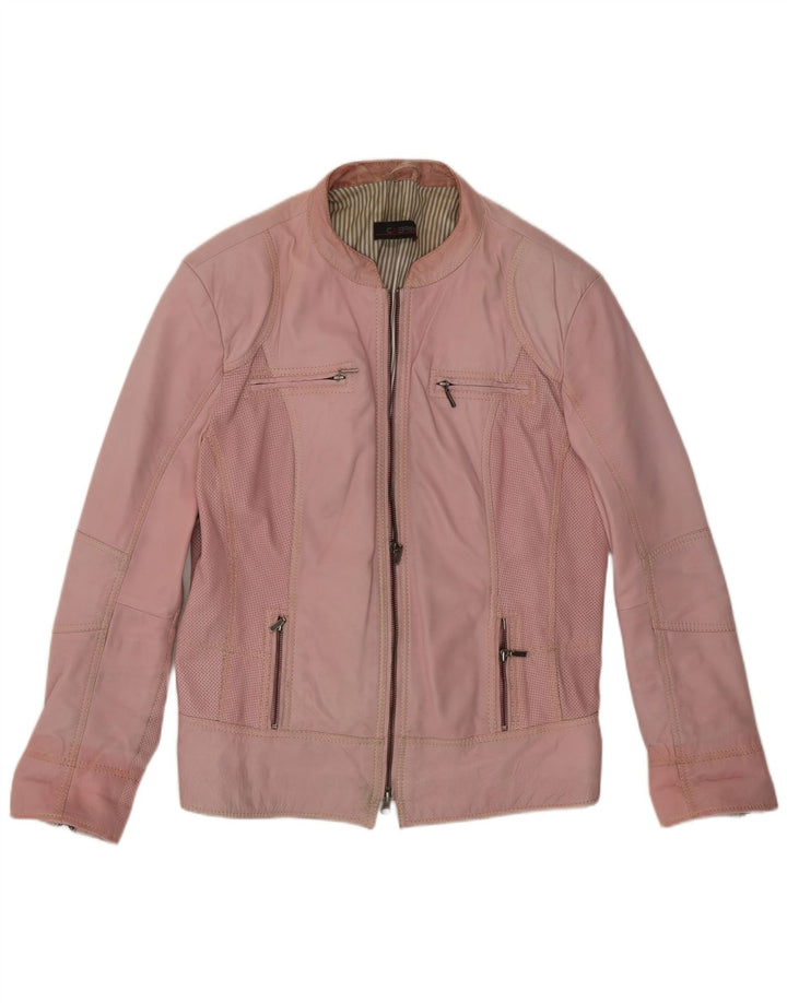 Cabrini Veste Racer en cuir pour femme UK 14 Grand cuir rose
