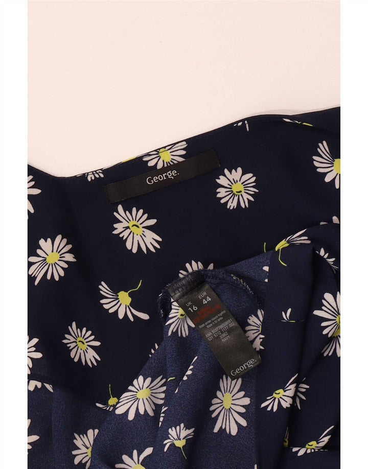 George Womens Cami Top UK 46 Large Bleu Marine Floral Polyester