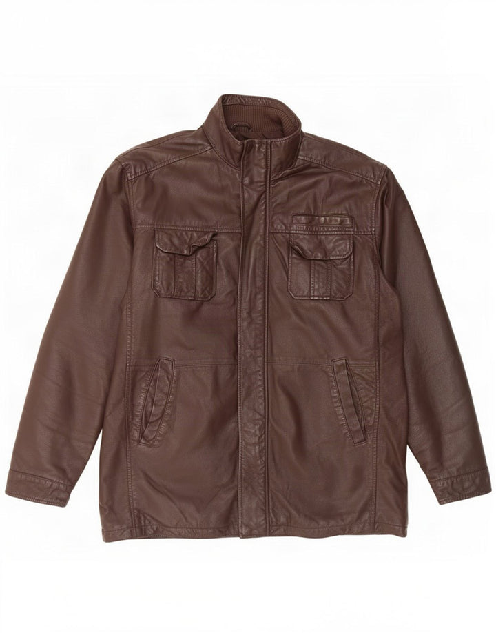 Daniel Hechter Veste en cuir pour homme UK 40 Large Marron