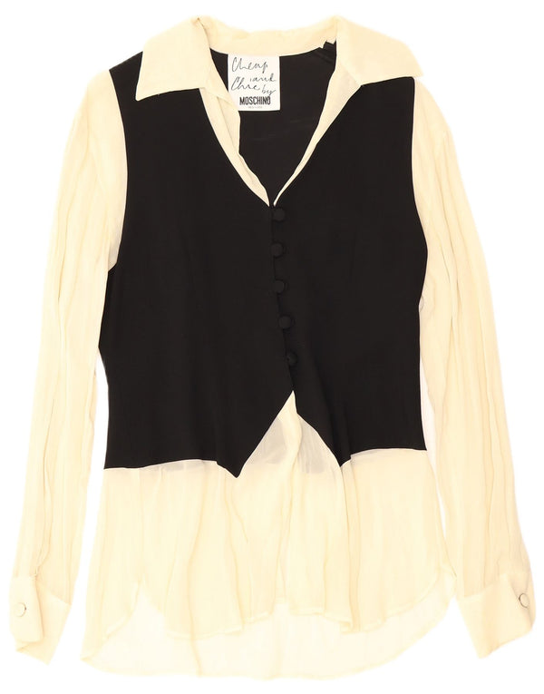 Moschino Chemisier Femme UK 12 Acétate Colorblock Noir Moyen
