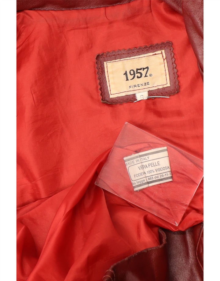 veste en cuir femme vintage UK 10 Petit cuir bordeaux