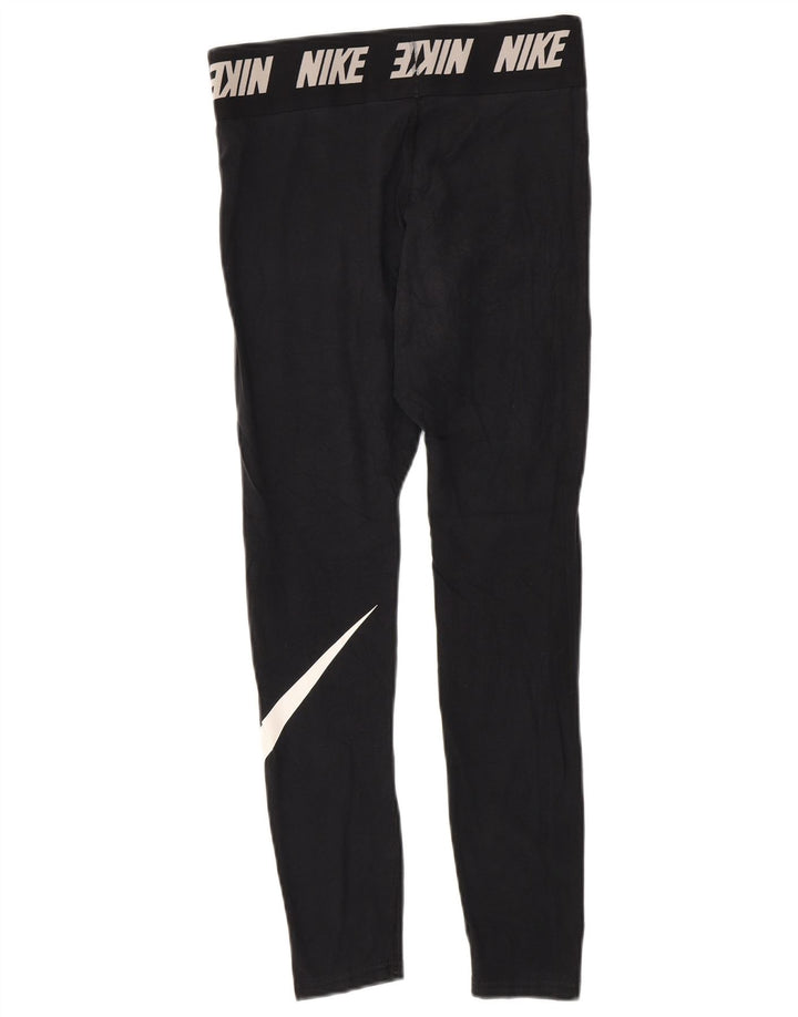 NIKE Leggings graphiques pour femmes UK 12 coton noir moyen