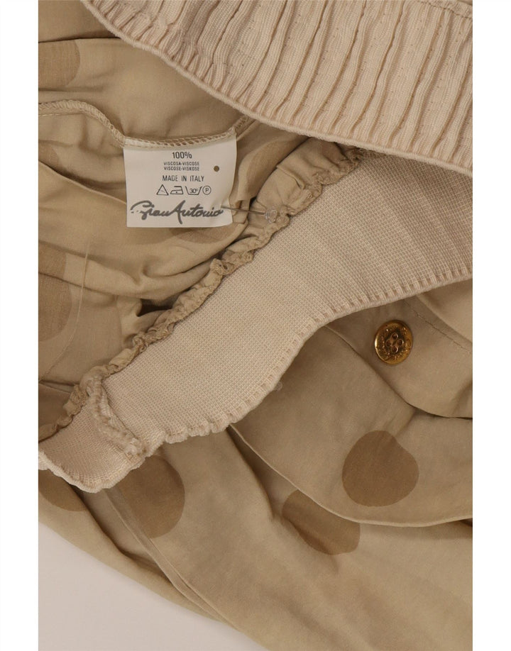 vintage Femmes Taille Haute Cullotes Shorts W28 Moyen Beige Pois