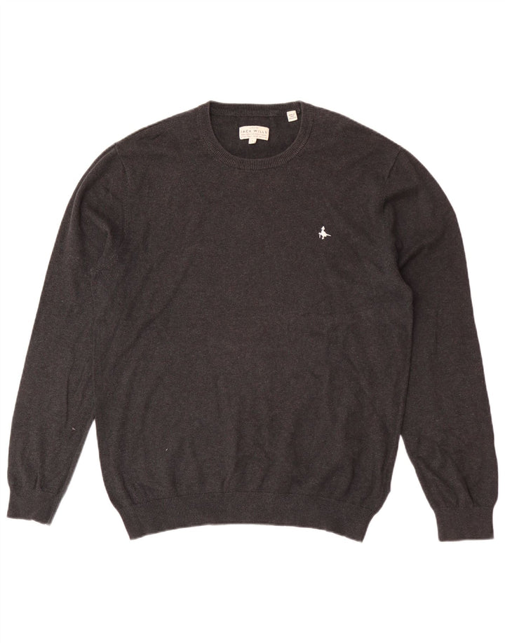Jack Wills Pull à col rond pour homme en coton gris Taille L
