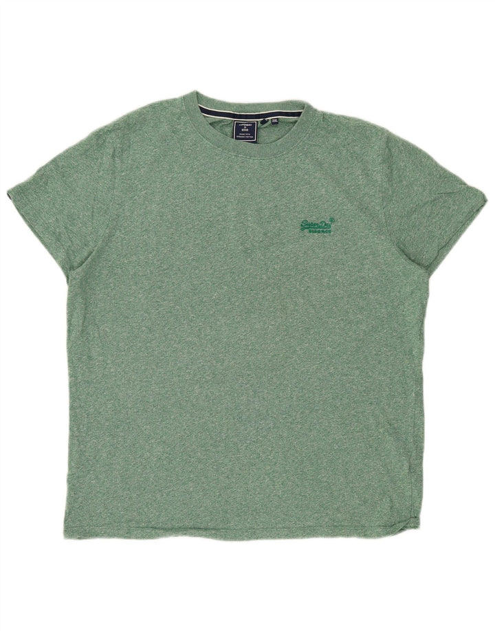 SUPERDRY T-Shirt Homme Top 2XL Vert Moucheté Coton